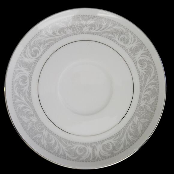 Imperial China W Dalton Whitney 5671 Gray Scroll Platinum Trim Saucers Set 2 - Picture 2 of 6